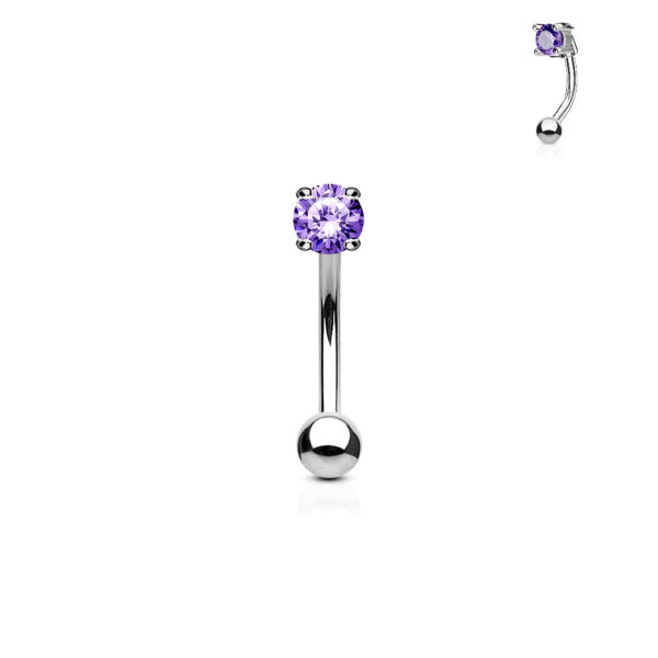 Gebogen barbell met CZ prong-set in verschillende kleuren - Afbeelding 10