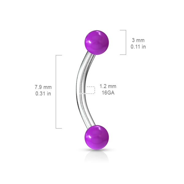 Gebogen barbell met acryl balletjes in verschillende kleuren - Afbeelding 3