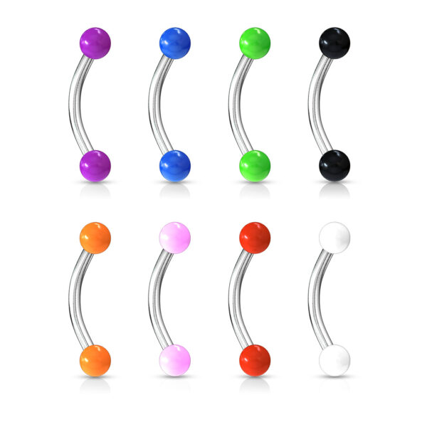 Gebogen barbell met acryl balletjes in verschillende kleuren - Afbeelding 4