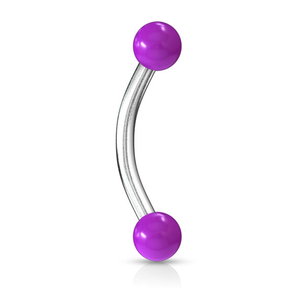 Gebogen barbell met acryl balletjes in verschillende kleuren - Afbeelding 13