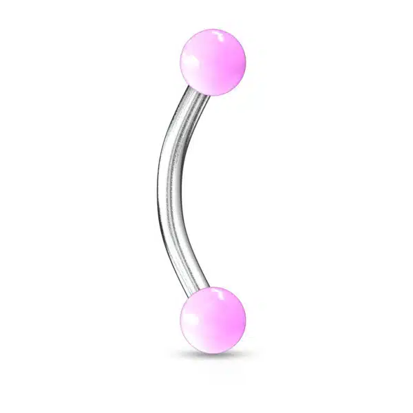 Gebogen barbell met acryl balletjes in verschillende kleuren - Afbeelding 18