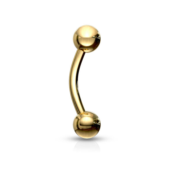 Gebogen barbell met balletjes en gouden plating