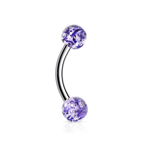 Gebogen barbell met glitter acryl balletjes in verschillende kleuren - Afbeelding 7