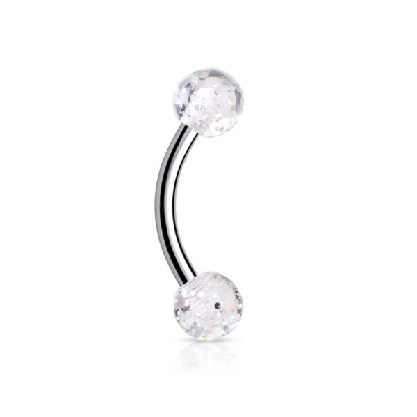 Gebogen barbell met glitter acryl balletjes in verschillende kleuren - Afbeelding 15
