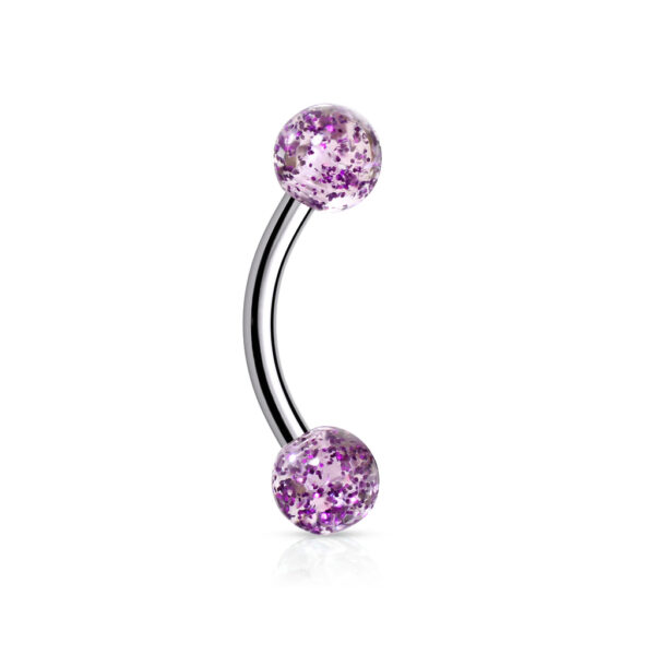 Gebogen barbell met glitter acryl balletjes in verschillende kleuren - Afbeelding 13