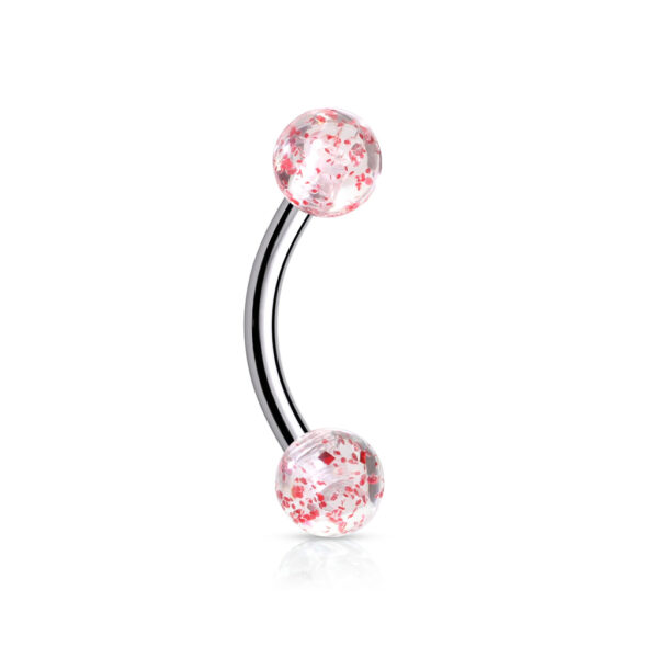 Gebogen barbell met glitter acryl balletjes in verschillende kleuren - Afbeelding 12