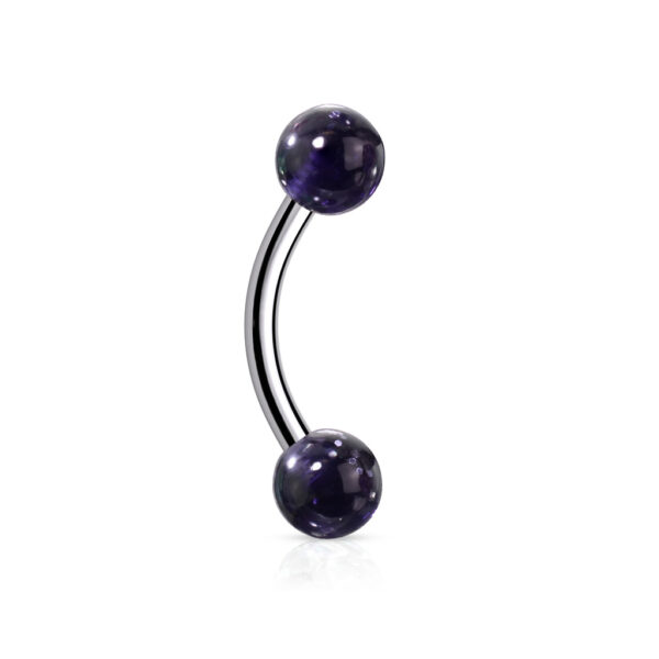 Gebogen barbell met glitter acryl balletjes in verschillende kleuren - Afbeelding 17