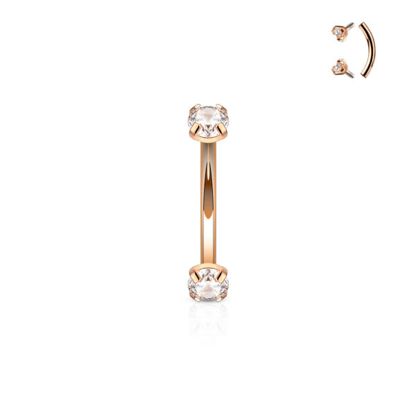 Gebogen barbell met helder CZ prong-set - Afbeelding 7