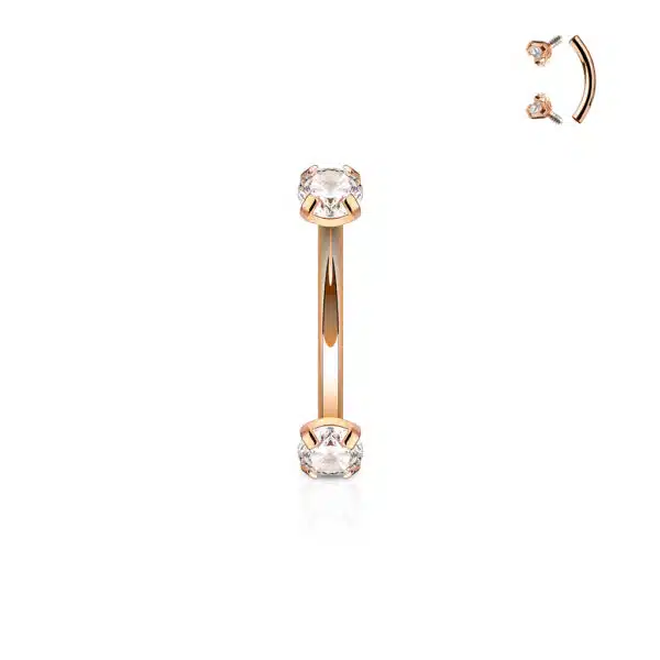 Gebogen barbell met helder CZ prong-set - Afbeelding 4