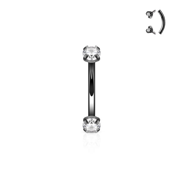 Gebogen barbell met helder CZ prong-set - Afbeelding 6