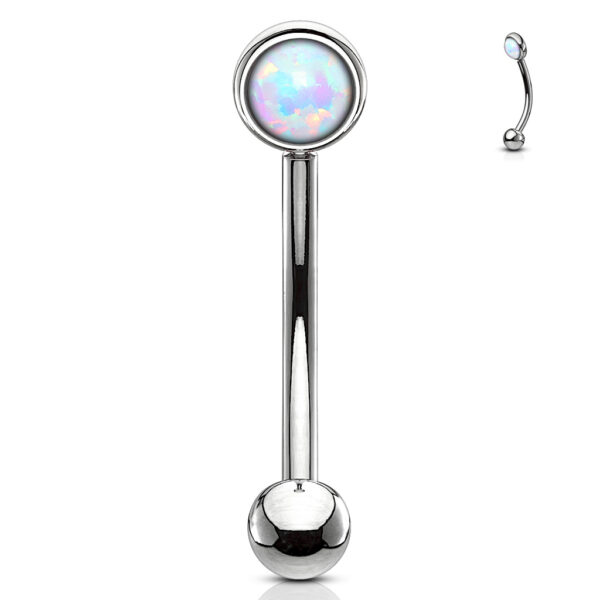 Gebogen barbell met plat balletje met opaal steen in verschillende kleuren - Afbeelding 4