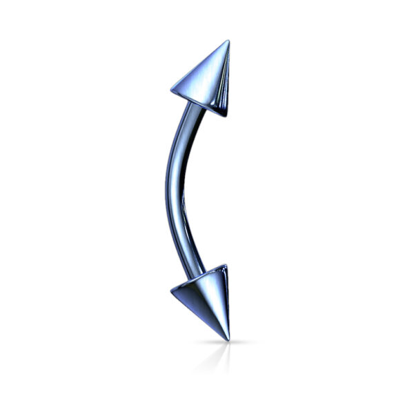 Gebogen barbell met spikes van chirurgisch staal met titanium coating in verschillende kleuren - Afbeelding 23