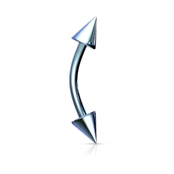 Gebogen barbell met spikes van chirurgisch staal met titanium coating in verschillende kleuren - Afbeelding 26
