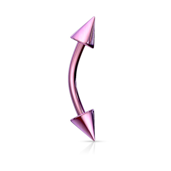 Gebogen barbell met spikes van chirurgisch staal met titanium coating in verschillende kleuren - Afbeelding 43