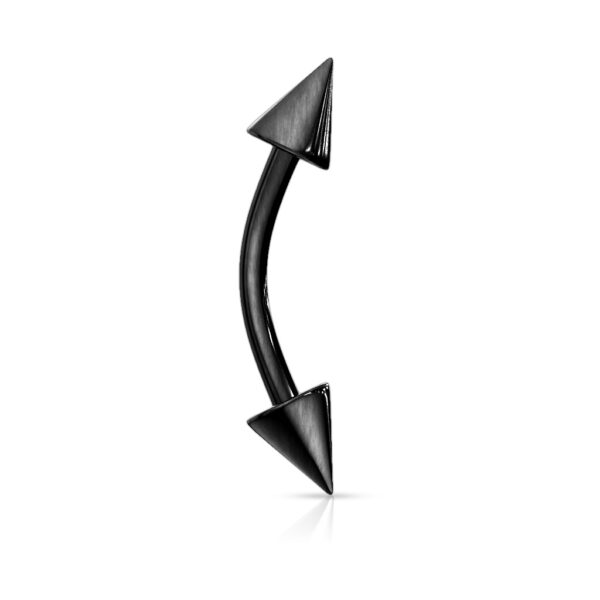 Gebogen barbell met spikes van chirurgisch staal met titanium coating in verschillende kleuren - Afbeelding 19