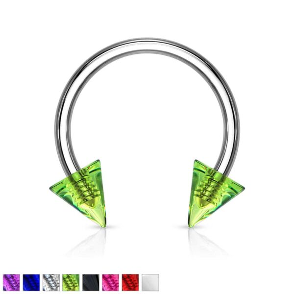 Circular barbel met gekleurde spikes van acryl