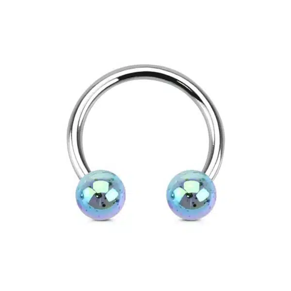 Circular barbell met gekleurde Aurora Borealis balletjes - Afbeelding 7