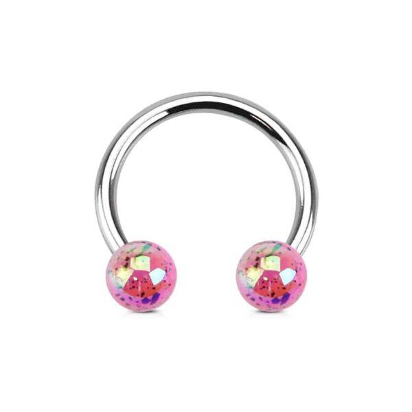 Circular barbell met gekleurde Aurora Borealis balletjes - Afbeelding 10