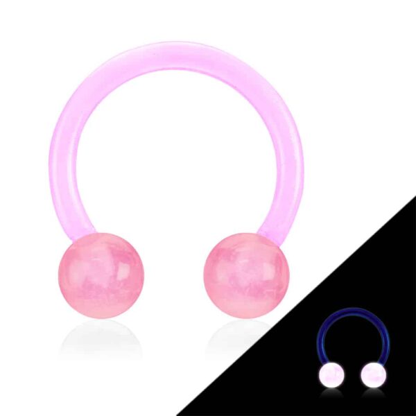 Circular barbell van acryl met glow in the dark balletjes - Afbeelding 8