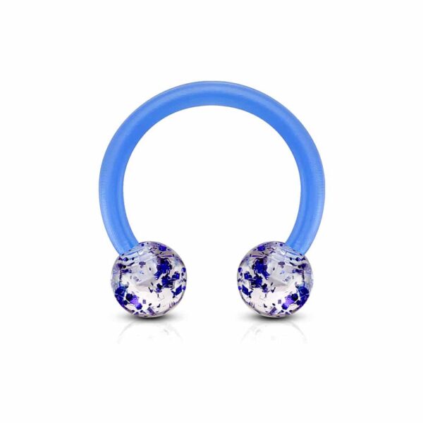 Circular barbell van acryl met glitter balletjes - Afbeelding 3