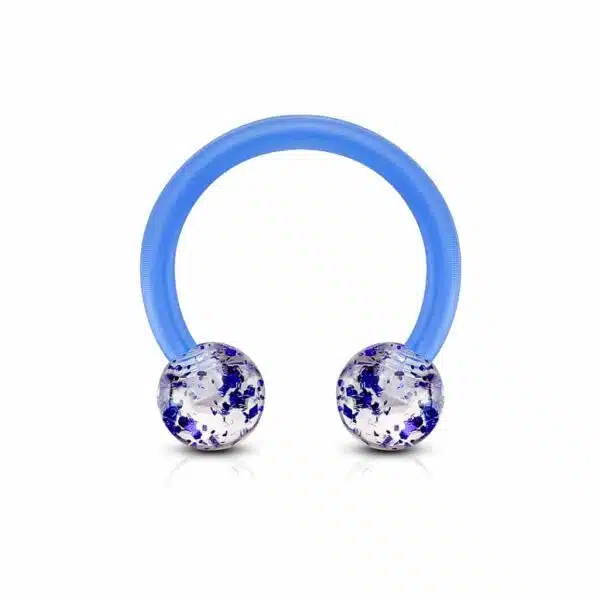 Circular barbell van acryl met glitter balletjes - Afbeelding 3