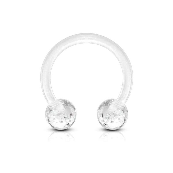Circular barbell van acryl met glitter balletjes - Afbeelding 10