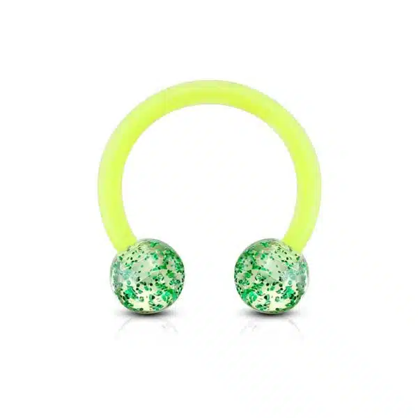 Circular barbell van acryl met glitter balletjes - Afbeelding 11
