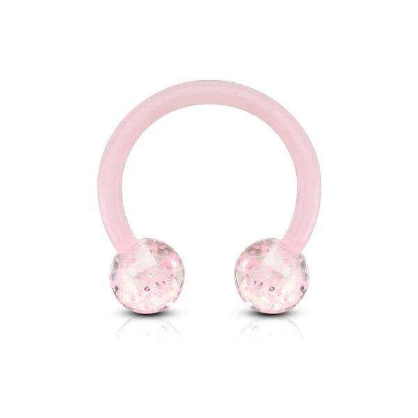 Circular barbell van acryl met glitter balletjes - Afbeelding 12