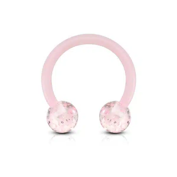 Circular barbell van acryl met glitter balletjes - Afbeelding 12
