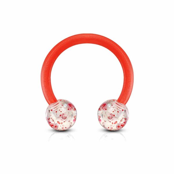Circular barbell van acryl met glitter balletjes - Afbeelding 13