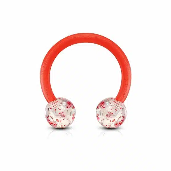 Circular barbell van acryl met glitter balletjes - Afbeelding 13