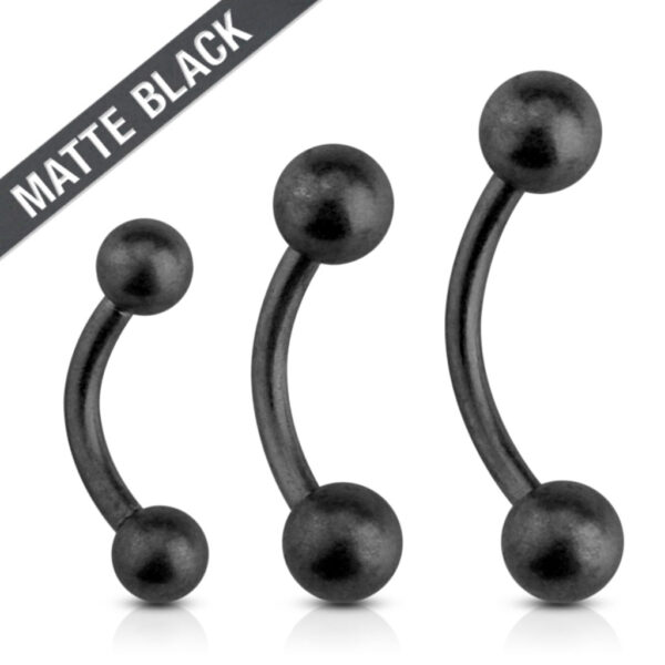 Mat zwarte gebogen barbell met balletjes