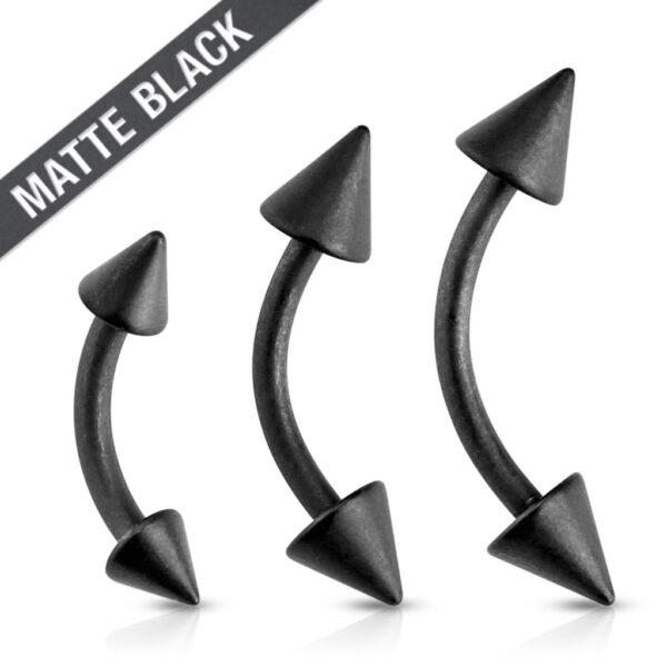 Mat zwarte gebogen barbell met spikes - Afbeelding 4