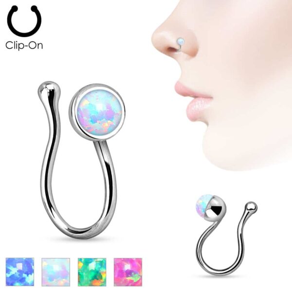 Neppe neuspiercing clip met Opaal steen