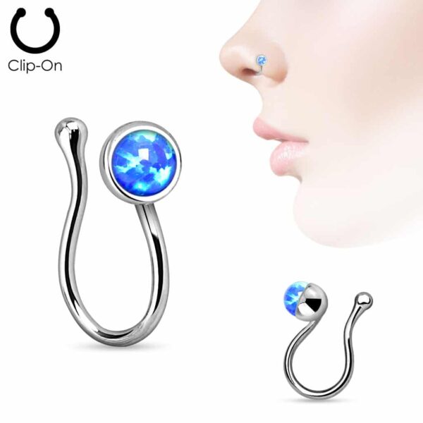 Neppe neuspiercing clip met Opaal steen - Afbeelding 6