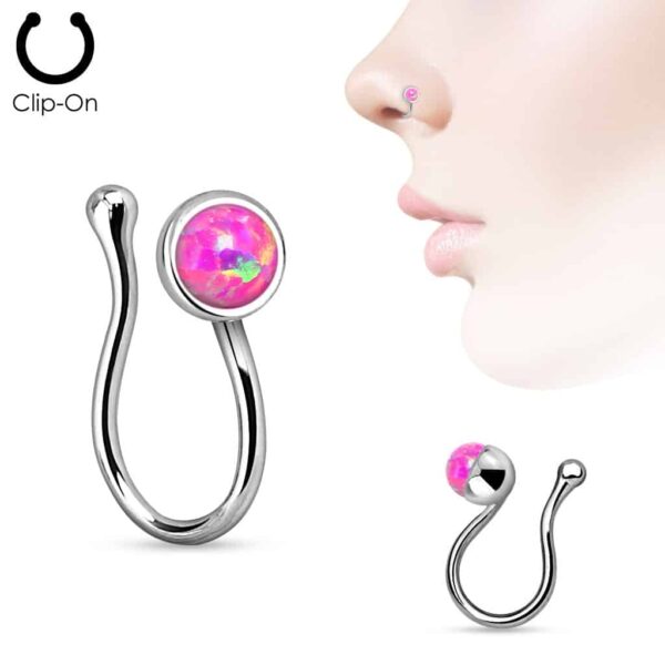 Neppe neuspiercing clip met Opaal steen - Afbeelding 8