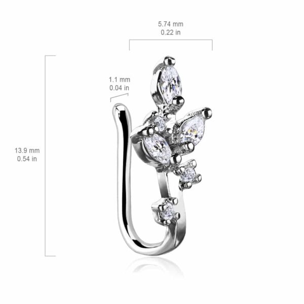 Neppe neus piercing met heldere steentjes - Afbeelding 3