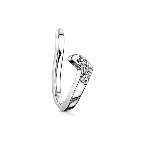 Neppe neusclip/oorclip piercing met CZ steentjes