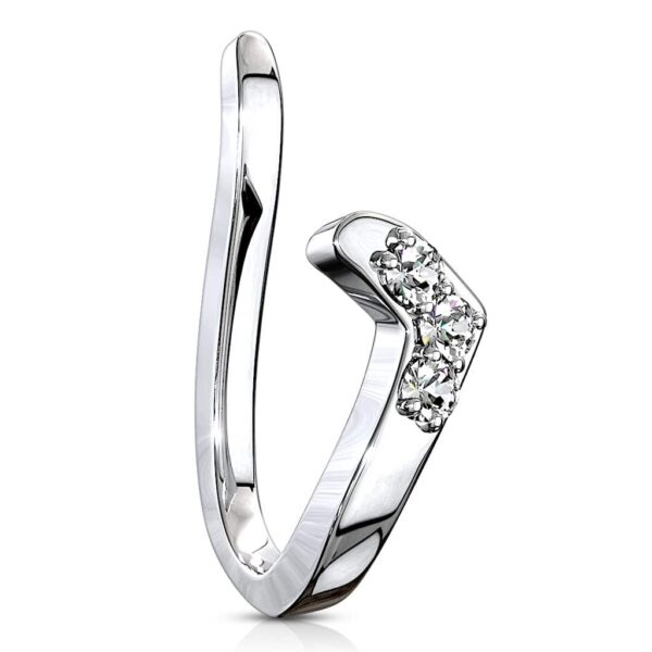 Neppe neusclip/oorclip piercing met CZ steentjes - Afbeelding 2