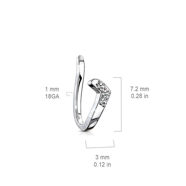 Neppe neusclip/oorclip piercing met CZ steentjes - Afbeelding 3