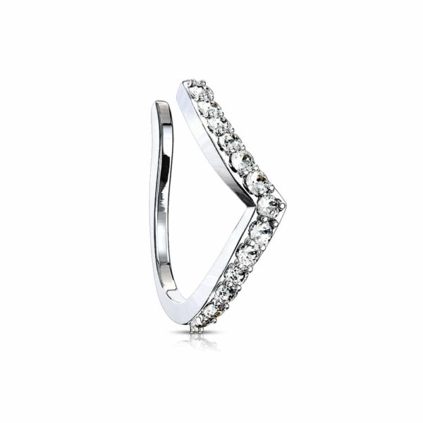 Neppe neusclip/ oorclip met Chevron ingelegd met steentjes