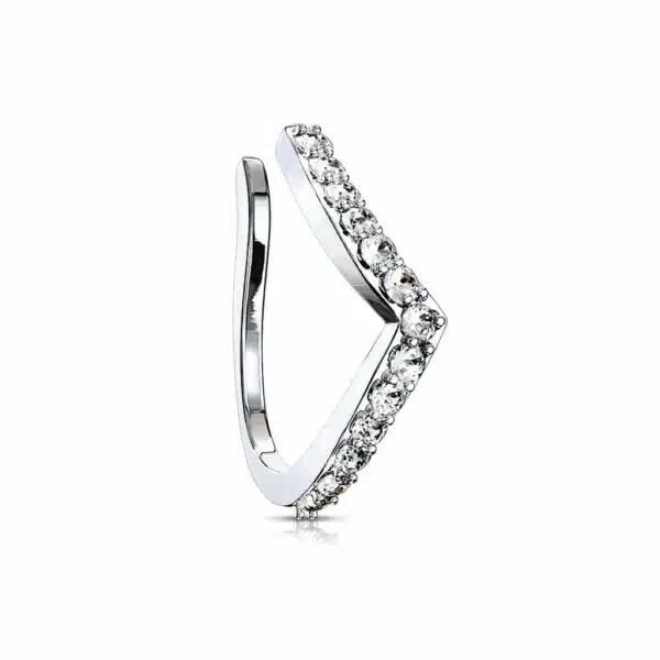 Neppe neusclip/ oorclip met Chevron ingelegd met steentjes