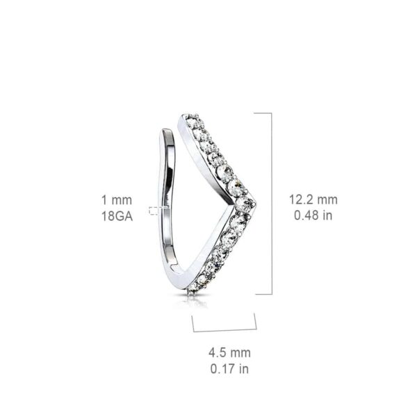 Neppe neusclip/ oorclip met Chevron ingelegd met steentjes - Afbeelding 3