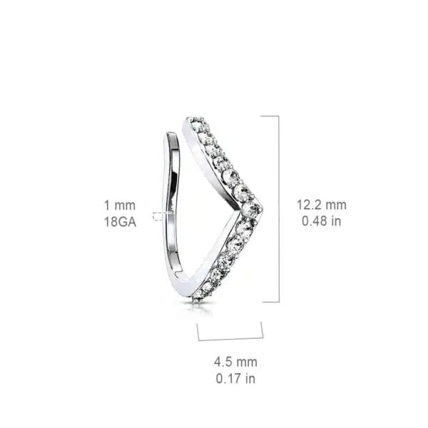 Neppe neusclip/ oorclip met Chevron ingelegd met steentjes - Afbeelding 3