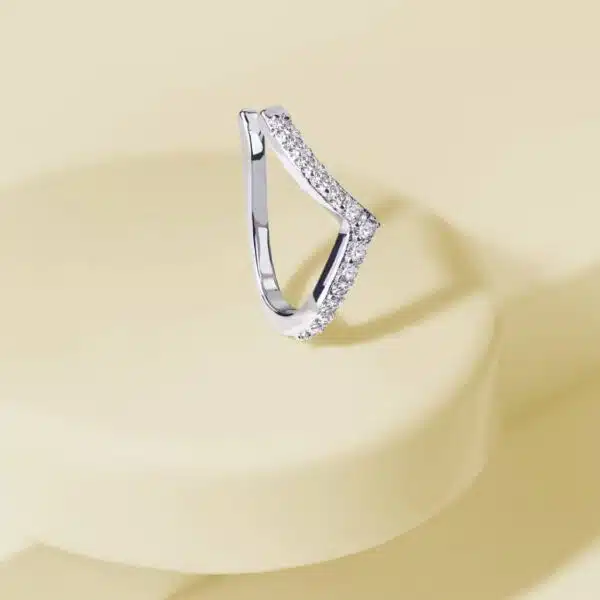 Neppe neusclip/ oorclip met Chevron ingelegd met steentjes - Afbeelding 4