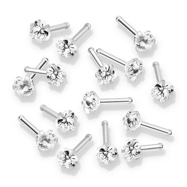 Neus bone piercing met hartje prong set - Afbeelding 2