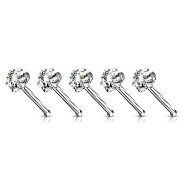 Neus bone piercing met hartje prong set - Afbeelding 3