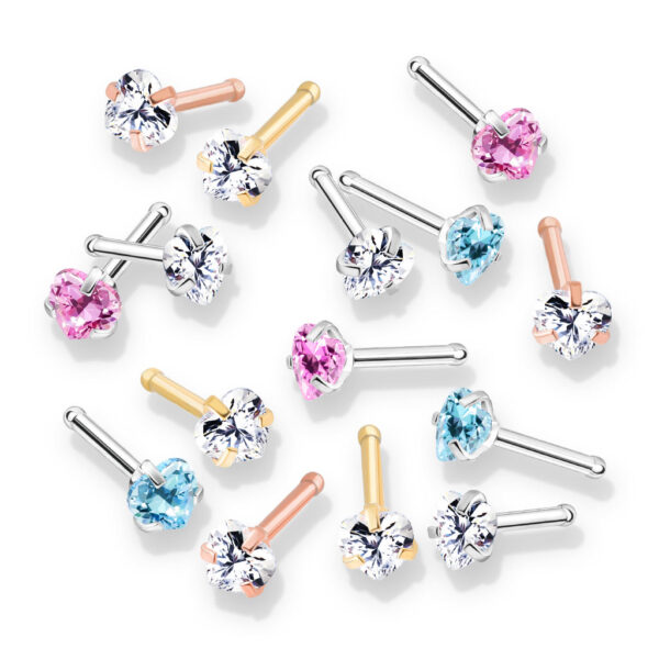 Neus bone piercing met hartje prong set - Afbeelding 4