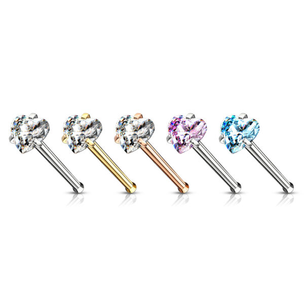Neus bone piercing met hartje prong set - Afbeelding 5