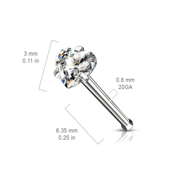 Neus bone piercing met hartje prong set - Afbeelding 6